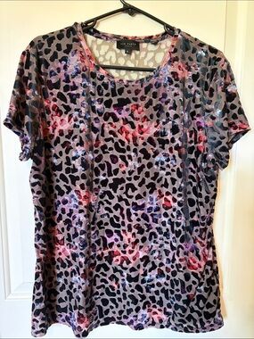 Ted Baker Purple and Pink Leopard-Print Short Sleeve Tee